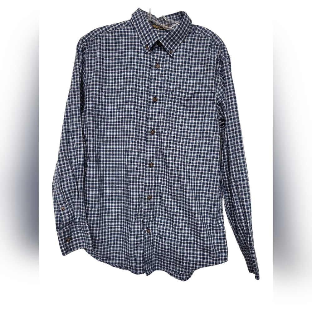 Redhead Mens Long Sleeve Checked Plaid Button Up Wrinkle Resistant Shirt Size M